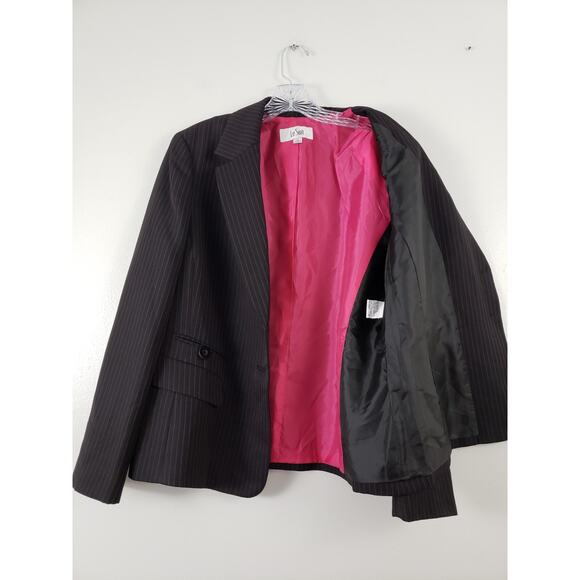(Ma) Le Suit Jacket Womens Size 14 Lined Blazer Stripe Office Siren Office core - Picture 7 of 8